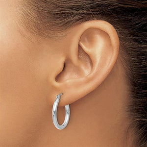14K White Gold Lightweight Hoop Earrings LE2223W