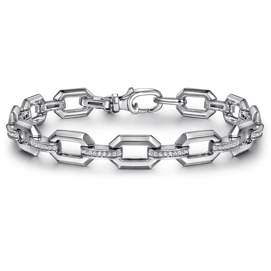 Gabriel & Co Sterling Silver White Sapphire Link Chain Bracelet TB4887-75SVJWS