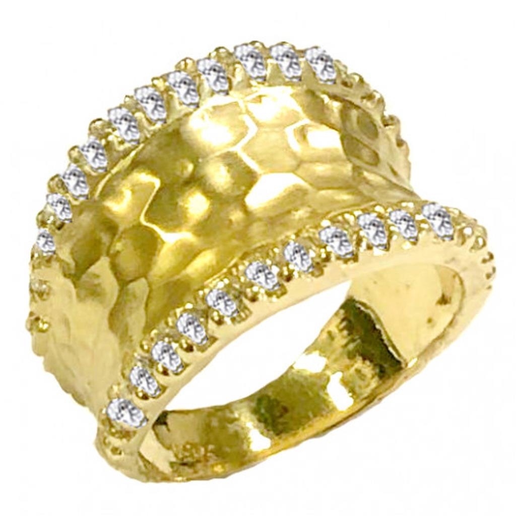 Raymond Mazza 14KY Hammered Diamond Ring RZ5898