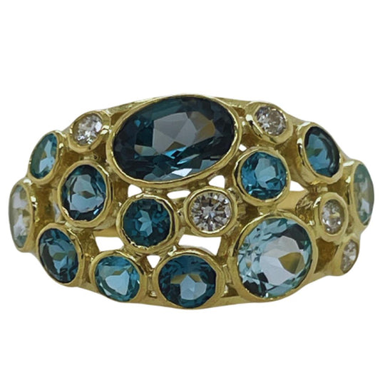 Raymond Mazza 14K Yellow Gold Multi Gemstone Diamond Ring RZ5831