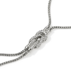 John Hardy Sterling Silver Diamond Love Knot 'Y' Necklace NBP987832DIX18-20