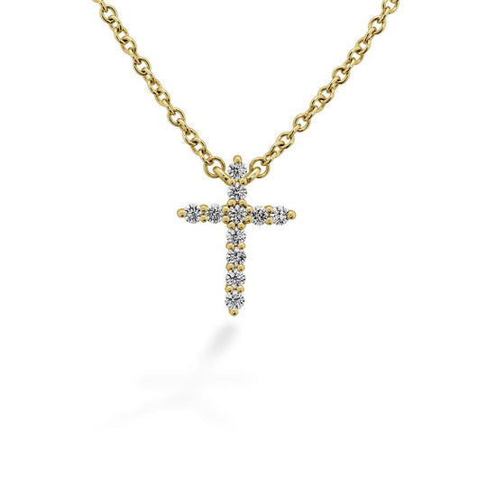 Hearts on Fire 18K Yellow Gold Small Diamond Cross Pendant HFPSIGCR00118Y