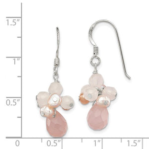 Sterling Silver Rose Quartz & Pink Pearl Dangle Earrings QE2209