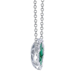 Shy Creation 14K White Gold Diamond and Emerald Clover Necklace SC41002238