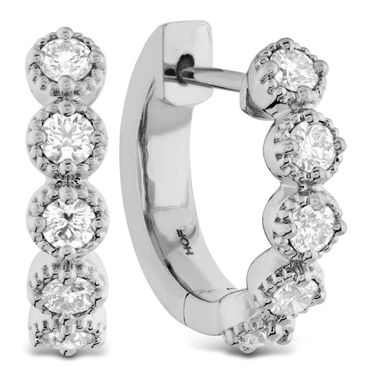 Hearts On Fire 18K White Gold Diamond Bar Huggie Earrings HFEDBH00348W