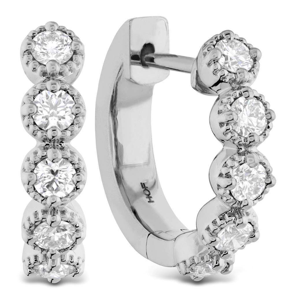 Hearts On Fire 18K White Gold Diamond Bar Huggie Earrings HFEDBH00348W