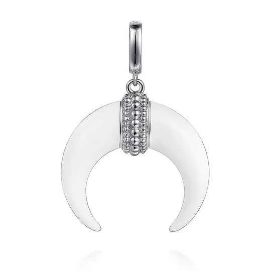 Gabriel & Co Sterling Silver White Enamel Cow Horn Medallion Bujukan Pendant PT6637E9SVJJJ