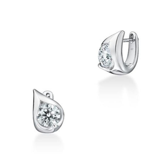 Hearts on Fire 18K White Gold LU Droplet Diamond Huggie Earrings UU2830W100