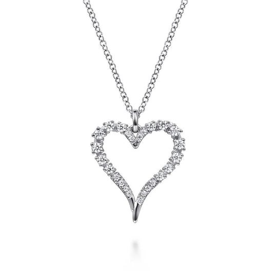 Gabriel & Co 14K White Gold Diamond Heart Pendant Necklace NK8075W45JJ