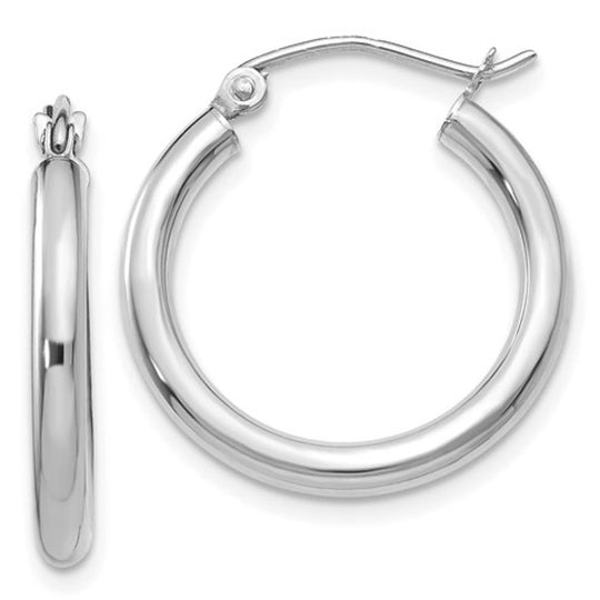 14K White Gold Lightweight Hoop Earrings LE2223W