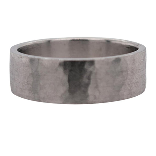 14K White Gold 5.6mm Hammered Band 244785