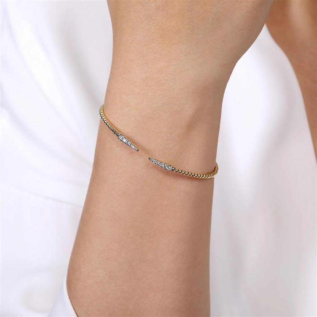 Gabriel & Co 14K Yellow Gold Bujukan Diamond Spears Split Bangle BG4216-62Y45JJ