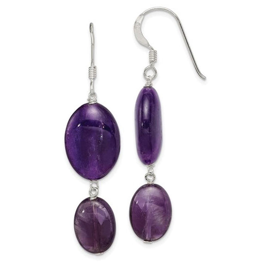 Sterling Silver Amethyst & Purple Jade Earrings QE5903