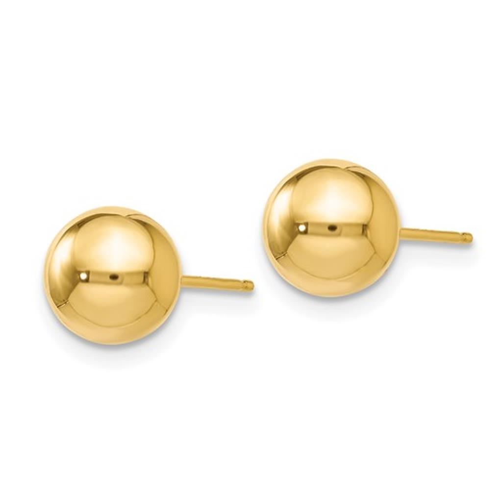 14K Yellow Gold 7mm Ball Stud Earrings 18Z