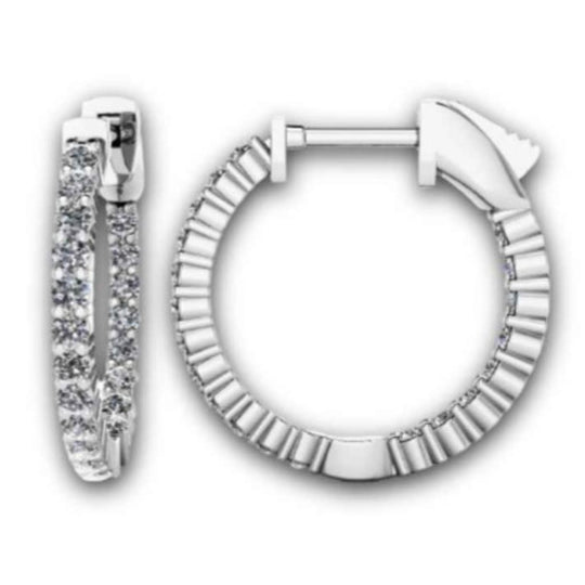 14K White Gold Inside Out Diamond Hoop Earrings EH100-WG