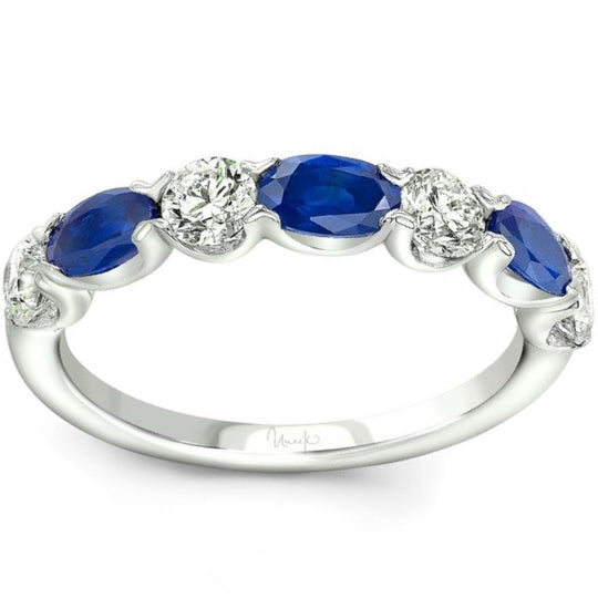 Uneek 14K White Gold Blue Sapphire and Diamond Band RB4001SU