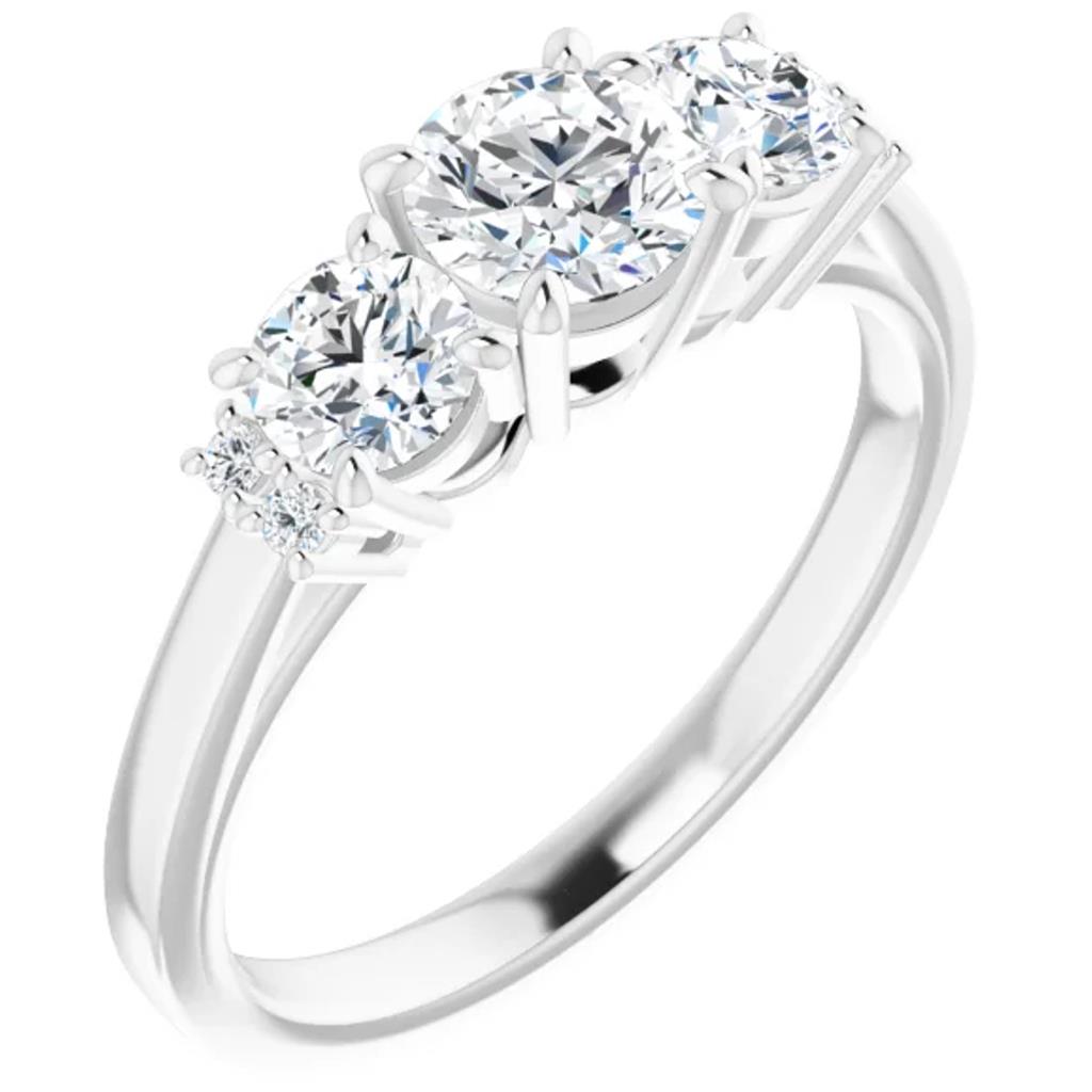 14KW 3 Stone Diamond Accented Engagement Ring 71853C