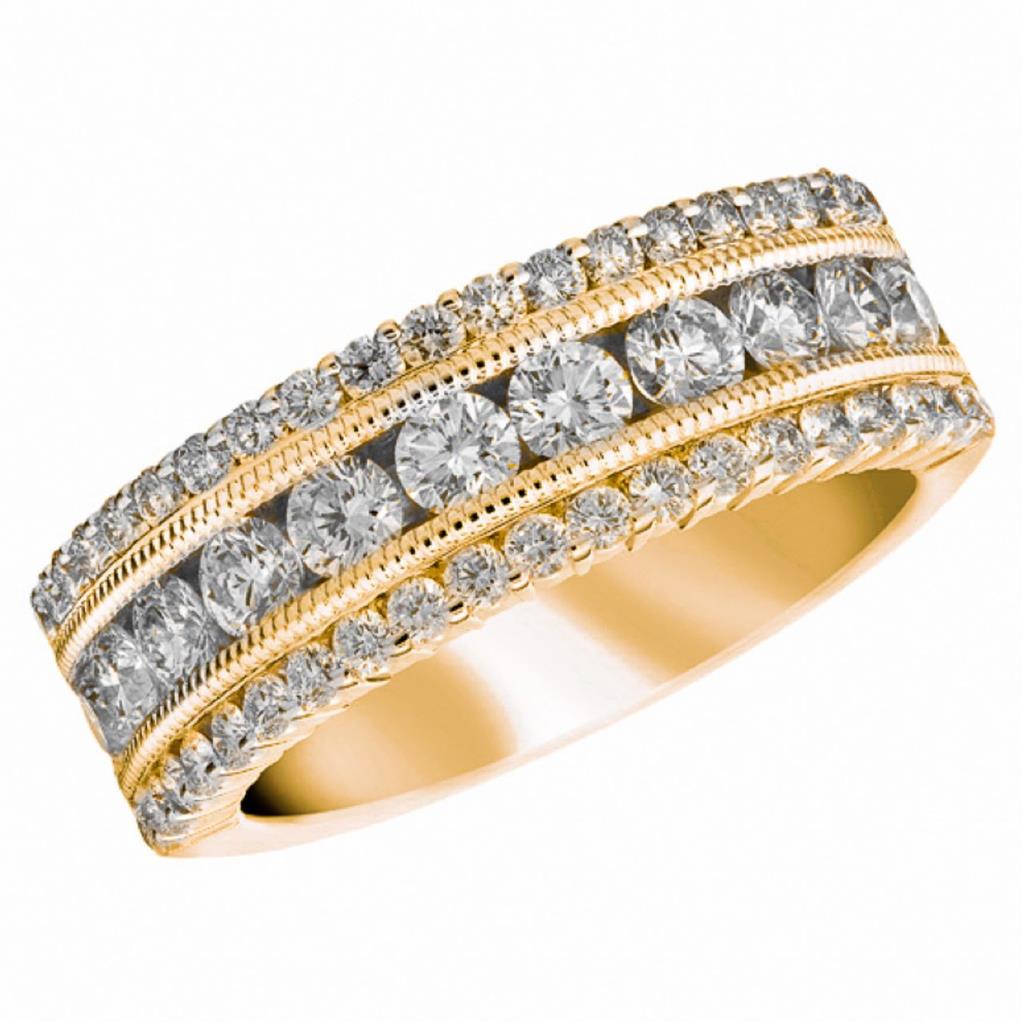 CW Signature 18K Yellow Gold Triple Row Diamond Ring R01214Y