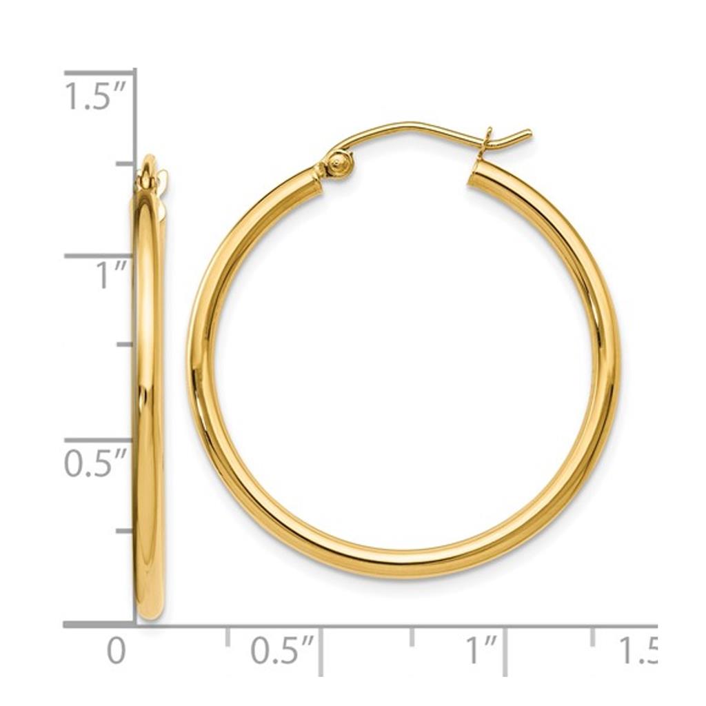 14K Yellow Gold Round Polished Hoops LE188
