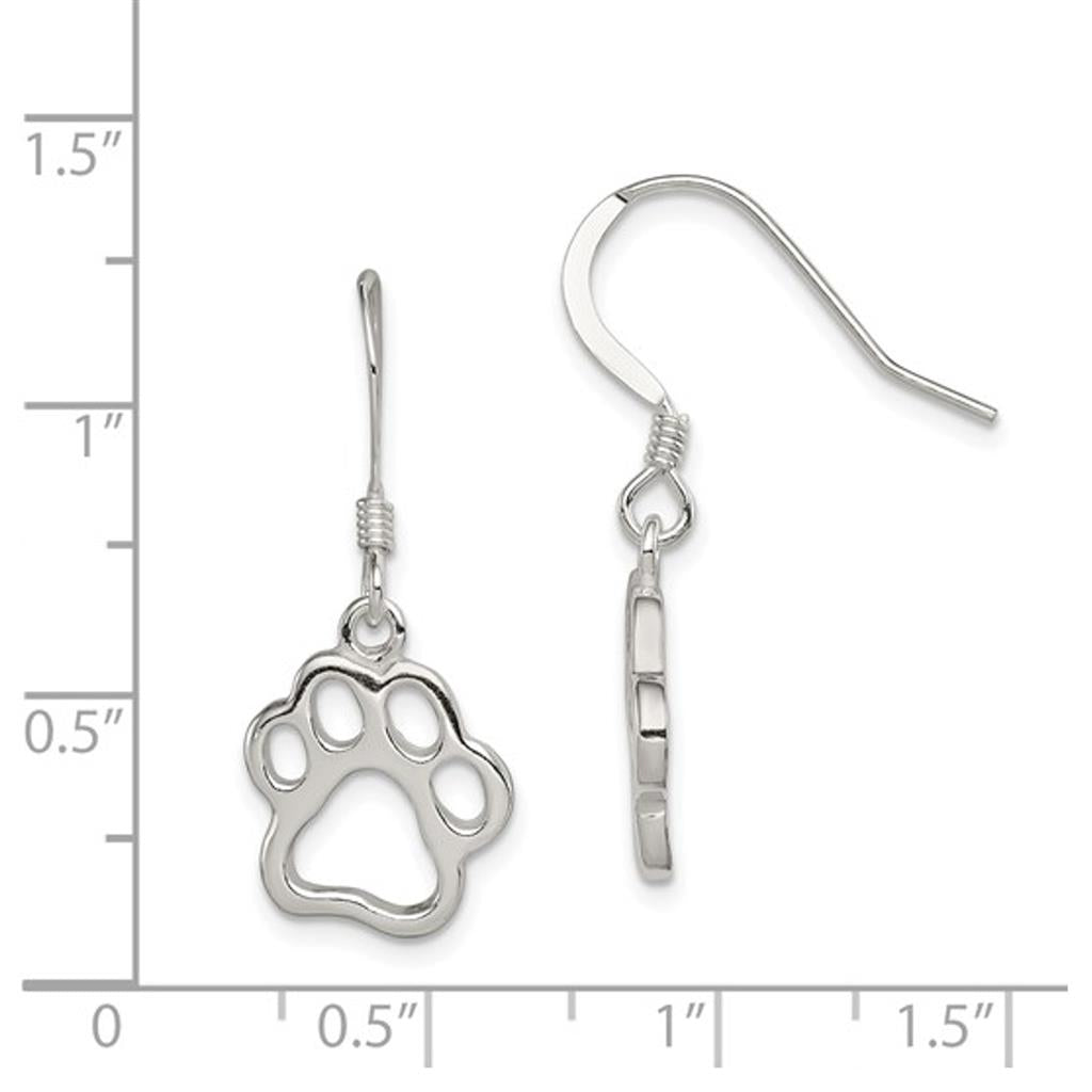 Sterling Silver Paw Print Earrings QE11945