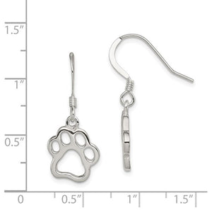Sterling Silver Paw Print Earrings QE11945