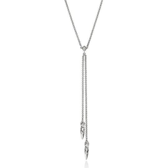 John Hardy Sterling Silver Naga Diamond Pave "Y" Necklace NBP604012DIX16-18
