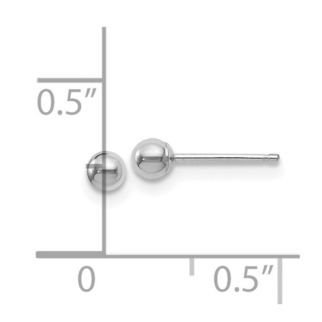 14K White Gold 3mm Ball Stud Earrings 20Z