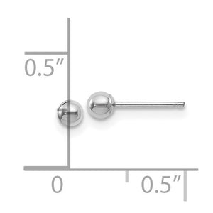 14K White Gold 3mm Ball Stud Earrings 20Z