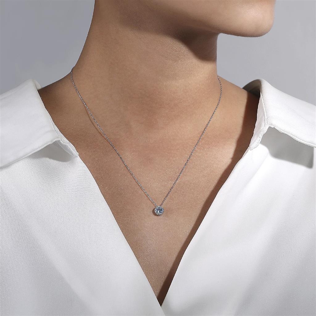 Gabriel & Co 14K White Gold Gaby Topaz Diamond Necklace NK2824W45BT