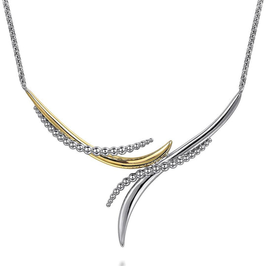 Gabriel & Co Sterling Silver/14K Yellow Gold Bujukan Beaded Bypass Necklace NK7776MZJJJ
