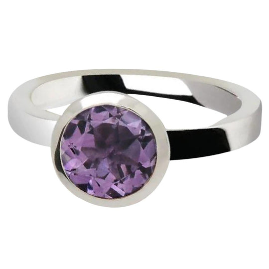 Joryel Vera Sterling Silver Amethyst Bezel Ring R3328AM