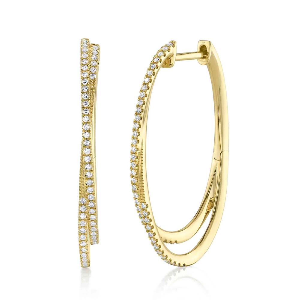 Shy 14KY Diamond Twist Hoop Earrings SC55021778H1.20