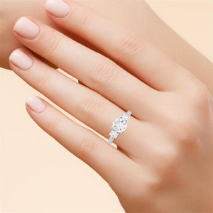 14K White 3 Stone Diamond Engagement Ring R15063WRD150