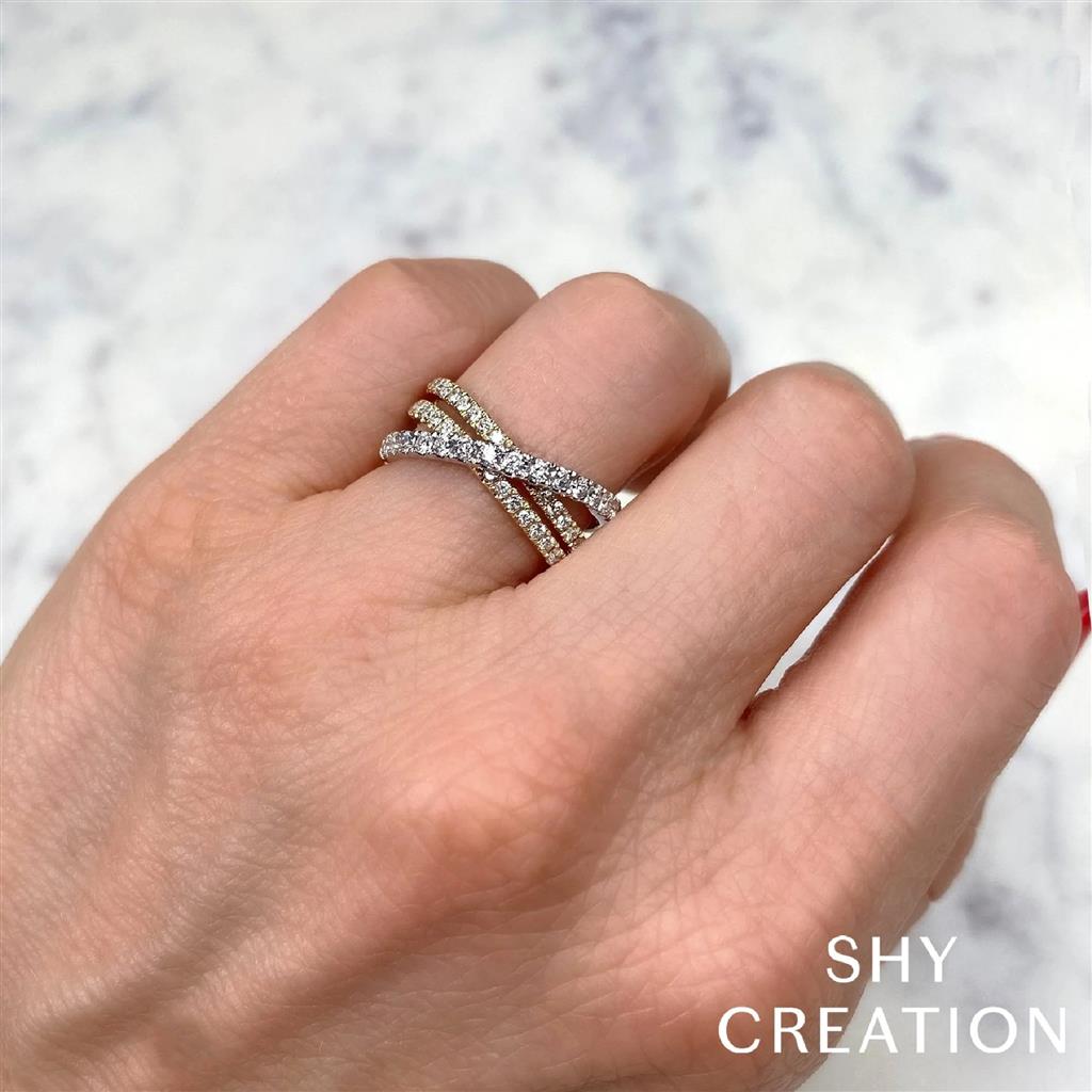 Shy Creation 14K Yellow Gold Diamond Bridge Ring SC55024862