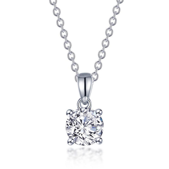 Lafonn Sterling Silver Platinum Plated 4 Prong 1.5ct Diamond Solitaire Necklace N0307CLP20