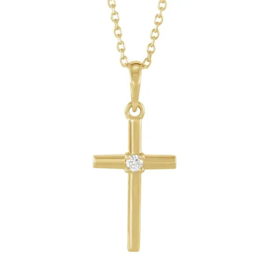 14K Yellow Gold Diamond Accented Cross Necklace R50012YC