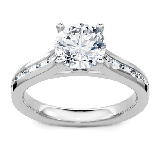 14K White Gold Straight Baguette Diamond Engagement Ring 67216D-4W-1/5