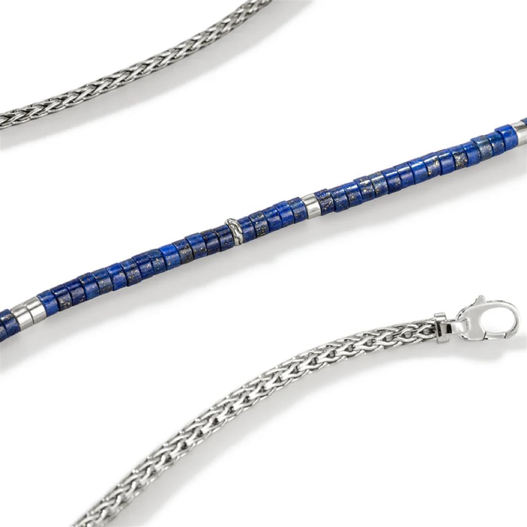 John Hardy Sterling Silver Heishi Lapis Lazuli Beaded Necklace NMS9012321LPZX24