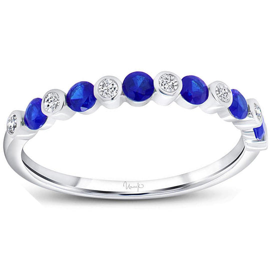 Uneek 14K White Gold Alternating Diamond and Blue Sapphire Ring LVBNI2062S