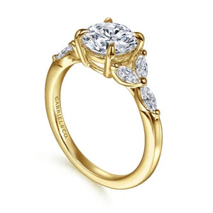 Gabriel & Co 14K Yellow Gold Floral Nouveau Diamond Engagement Ring ER16495R6Y43JJ