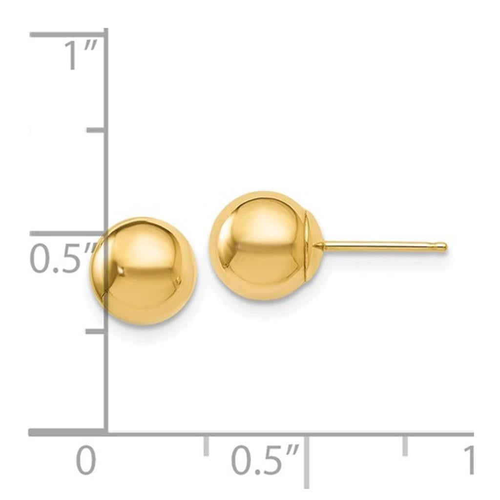 14K Yellow Gold 7mm Ball Stud Earrings 18Z