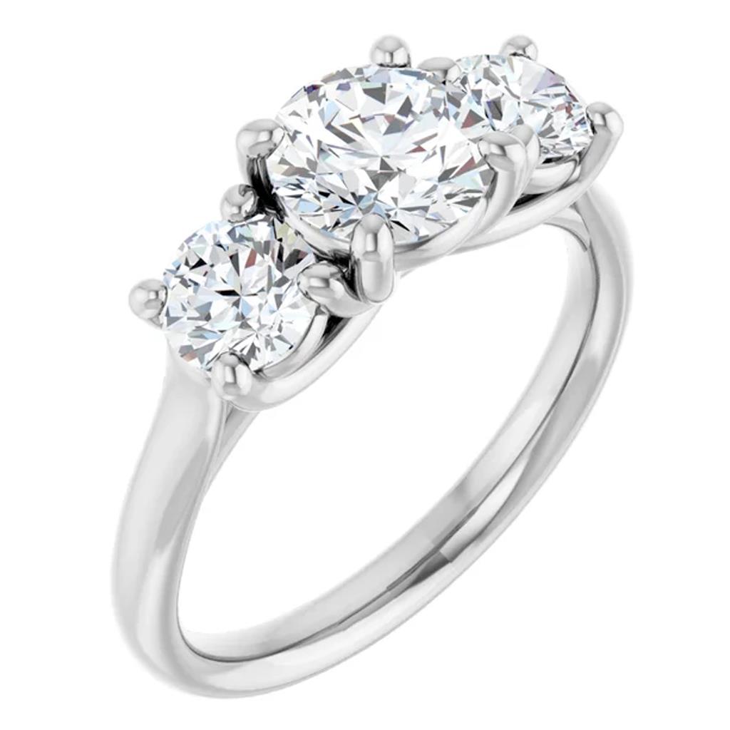 14K White 3 Stone Diamond Engagement Ring 122105WC