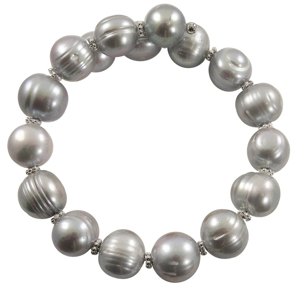 Sterling Silver FW Dyed Gray Cultured Pearl Cuff 632219/GRY