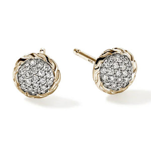 John Hardy 14KY Diamond Pave Stud Earrings EGGX987022DI