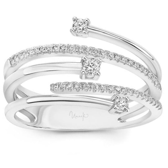 Uneek 14K White Gold Closed Diamond Bypass Ring R89951CB