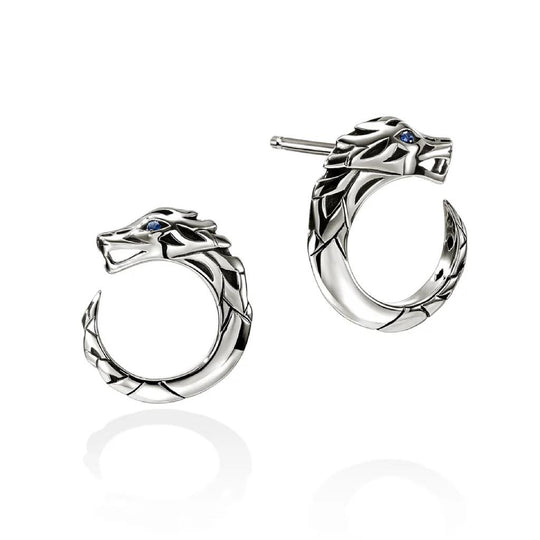 John Hardy Sterling Silver Blue Sapphire Naga Stud Earrings EBS603731BSP