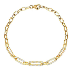 Uneek 14K Yellow Gold Diamond Link Bracelet LVBRAD459Y