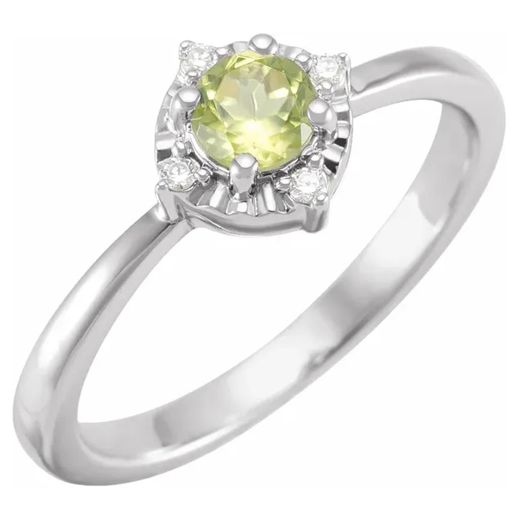 Sterling Silver Peridot Diamond Accented Ring 653715:131:P