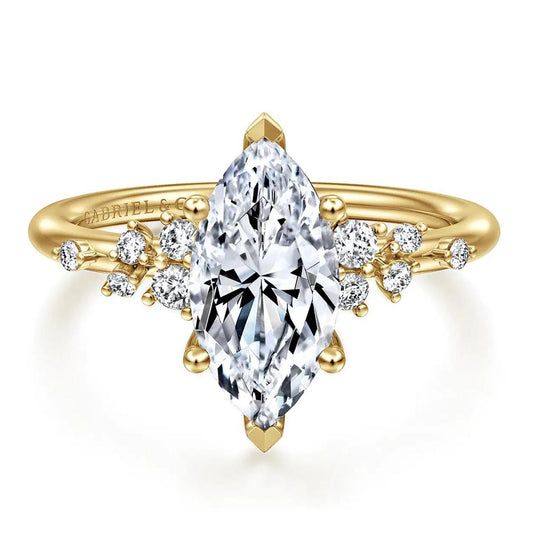 Gabriel & Co 14K Yellow Gold Scattered Diamond Engagement Ring ER15973M8Y44JJ