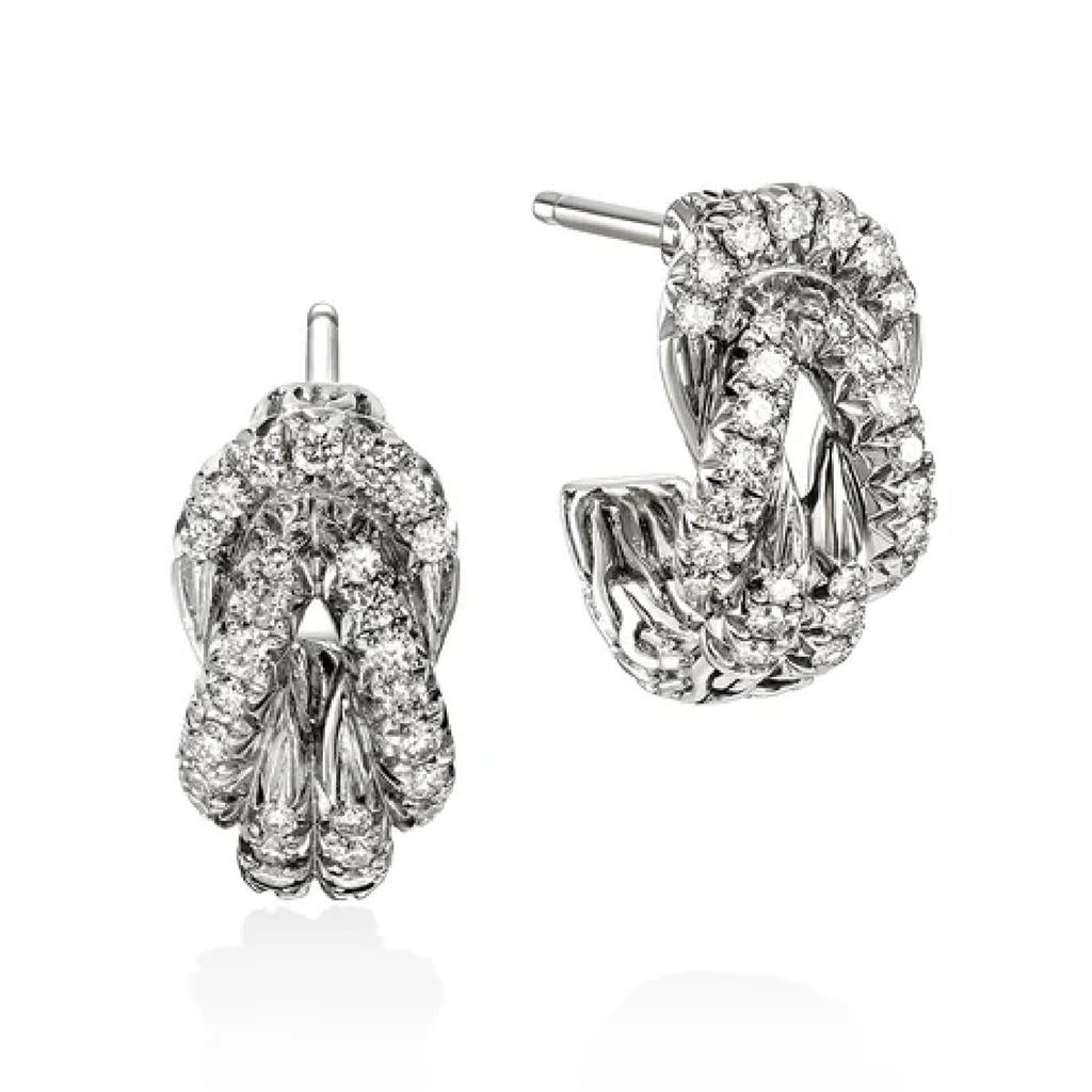 John Hardy Sterling Silver Diamond Love Knot Earrings EBP987822DI